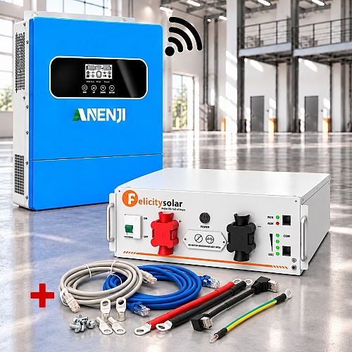 11 кВт LiFePO4 Felicity Комплект резервного живлення: інвертор Anenji + 51,2V/100Ah акумулятор FLA48100UG1 для квартири, офісу